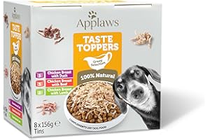 Applaws Comida Húmeda para Perros 100% Natural sin Granos para Adultos, Variedad de Pollo y Carne en Salsa, Paquete de 8 Latas de 156g