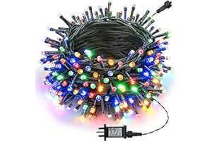 Joomer Christmas Lights Outdoor, 20M 200LED Christmas Tree Lights Mains Powered with Timer, 8 Modes Multicolor Fairy Lights Waterproof for Halloween Outside Window Garden Indoor Xmas Party Decorations