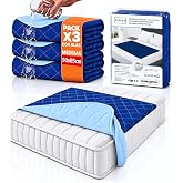 Pack of 3 Washable Adult Bed Pads (90 x 85 cm) with Wings &ndash; 5 Layers Ultra Absorbent, Large Reusable VelVETI&reg; Pads &ndash; Incontin