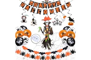 Humairc Halloween Decorazioni, Halloween Palloncini Decorazioni Halloween Casa, Halloween Banner Pipistrello Ragni Ghirlanda Fantasma Palloncini Spirale Sospesa Ragnatela, per Addobbi Halloween Casa
