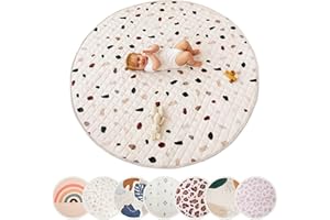 HAKUNA MATTE Pikowany koc do raczkowania dla niemowląt, 150 cm, konfetti – bardzo gruba 1,5 cm, miękka mata do raczkowania dla niemowląt – mata do zabawy dla niemowląt z antypoślizgowym spodem do raczkowania,