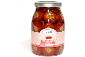 BELOTTI CONSERVE 1967 ALIMENTARI Peperoncini Ripieni con Acciughe e Capperi 1062 ml - Barattolo da 1000 g