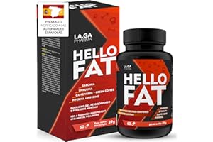 HELLO FAT Quemagrasas Potente para Adelgazar. Detox Adelgazante Potente con Garcinia Cambogia, Espirulina y Tirosina. 60 pastillas para adelgazar muy rápido. Fat burner, adelgazar rápido y efectivo mujer