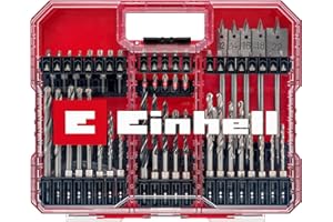 Oryginalny zestaw bitów i wierteł Einhell XL-Case 95-częściowy (bity, różne wiertła, uchwyt do bitów, uchwyt do szybkiej wymiany, klucz nasadowy, pogłębiacz, ogranicznik wiertła, klucz kołkowy w