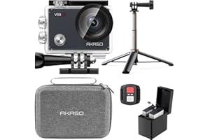 AKASO Pack de Creador V50 X Cámara Deportiva 4K WiFi 20MP, Bolsa de Almacenamiento para Cámara de Acción, Camara Acuatica Sumergible con 60CM Palo Selfie, 2 Baterías