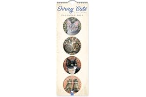 Ivory Cats Slim Calendar 2026 (Art Calendar): Original Flame Tree Publishing-Kalender Slimeline [Mehrsprachig] [Kalender]