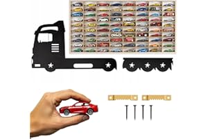 ART TWIST HOME Hot Wheels Storage | Wooden Display Shelves with 80 Compartments | Wall Display Cabinet 78,5cm x 40cm x 4cm for Collectables Model Car or Mini Figure (LKW K01CL)