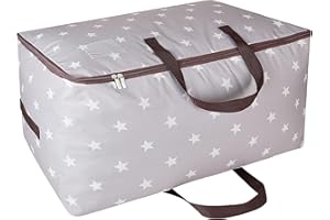 DOKEHOM 100L Large Underbed Clothes Storage Bag with Zip, Moisture Proof (Grey)