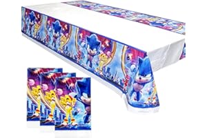 HEAWAA 3 Stück Tischdecke Sonic The Hedgehog, 108 * 180cm Tischdecke Wasserdicht Kunststoff Rechteckige Geburtstag Tischdecke Geeignet für Kinder Jungen Mädchen Mottoparty Dekoration Picknick