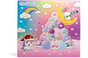 MARTINELIA - Calendario de Adviento Belleza Infantil 24 Días - 24 Sorpresas Encantadas - Maquillaje - Accesorios - Cuidado para Niña - Regalo Ideal - 1 Unidad