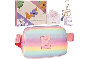ONETOALL Initial Bumbags for Kids, Gifts for 7 8 9 10 Year Old Girls, Crossbody Bags Lightweight for Kids, Waist Bag & Fanny Pack with Key's Chain