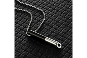 HERBENJOY Anxiety Relief Breathing Necklace, Stainless Steel Anapana Breathing Stress & Anxiety Relief Necklace, Durable and Colourfast Mindful Breathing Necklace Stop Smoking for Women and Men (Black)