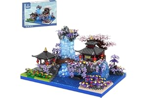 CSNRHG Fleurs de cerisier japonais Bonsaï Arbre Architecture Ensemble de blocs de construction Fleur de pêcher chinois Piscine Micro Mini Cabane d'arbre Bâtiment Modèle Jouet Cadeau pour Enfants Adultes 2400