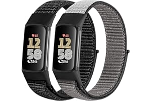 XANS 2 Pack Cinturino in nylon compatibile con Fitbit Charge 6/Fitbit Charge 5, Regolabile traspirante sport sostituzione braccialetto in nylon per Fitbit Charge 5 Charge 6 cinturino per donne uomini