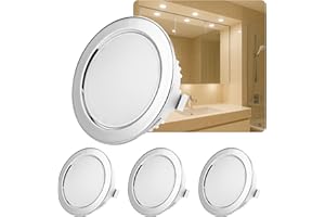 Sweet Led 4 faretti da incasso piatti, 12 V, IP44, 3,5 W, LED 3000 K, da incasso, rotondi, ultra piatti, per ambienti umidi, mobili, da incasso, per bagno, temperatura colore bianco caldo, cromati