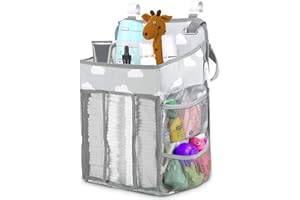 Hossejoy Premium Nursery Organizer Baby Diaper Caddy Hanging Diaper Organizer for Baby Essentials, Hanging Changing Table Diaper Stacker for Crib Storage and Nursery Organization