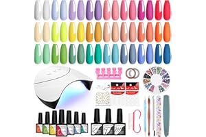 VANREESA Gel Nail Polish Set with Lamp Starter Kit 24 Colours Gel Nail Kit Nude Pink Green Gel Nail Polish Set Gel Polish Set Gel Nail Kit Full Set for Beginners with Lamp Gifts for Women