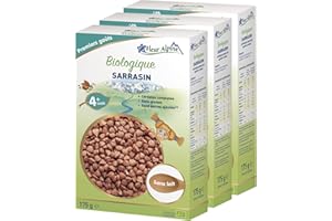 FLEUR ALPINE Bouillie Bébé | Lot de 3 Céréales pour Bébés au Sarrasin Bio - Bouillie pour de Délicieux Petits Déjeuners | Porridge Nutritif sans Gluten 4+ Mois sans Sucres Ajoutés | 3x7 Portions