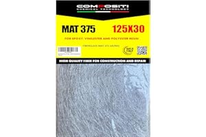 Compositi Mat 375 GR/mq, Vetroresina Mat Fibra di Vetro per Resina Epossidica, Vinilestere e Poliestere, Prima Scelta, Bianco, 125 X 30 CM, Professionale (1)
