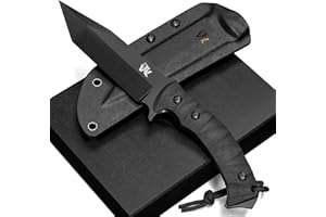 ‎WOLFGANGS Wolfgangs IMPETUS Hochwertiges Messer Feststehend aus feinstem 440C Stahl - Jagdmesser inkl. Kydex Holster - Survival Outdoor das perfekte Überlebensmesser in der Wildnis (Schwarz)