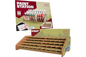 The Army Painter, Paint Station, Porta Vernici per 50 Warpaints Fanatic, Speedpaint e Warpaints Air Acrilici, incl. spazio per pennelli e 100 fogli - Porta Vernici per Pittura di Miniature