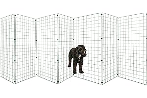P DOT WOLF Freestanding Dog Barrier - 1m High 4 x 50cm Wide Panels Room/Hallway Fence Divider, Folding Gate, Fence for Indoors, Puppy Barrier, Free Standing, Adjustable Stopper & Secure Pet Gate