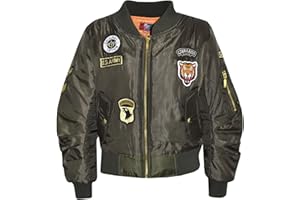 A2Z4KIDS A2Z 4 Niños Niños Chaqueta Unisexo Badges Bomber Acolchado Cremallera Arriba Motorista Chaquetas MA1 Abrigos Nuevo Edad 2 3 4 5 6 7 8 9 10 11 12 13 Años