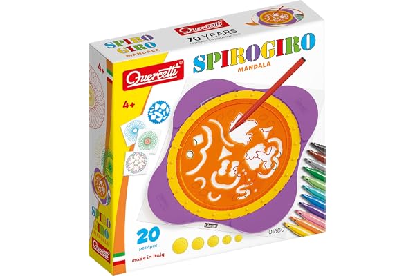 Quercetti Spirogiro Mandala, Spiral Designer, Kits de Loisirs Créatifs, Jouet Fille 4 Ans -12 Ans, Dessin Enfant, Jeu Éducatif Loisir Créatif, Activité Manuelle Enfant, Motricité Fine, Made in Italy