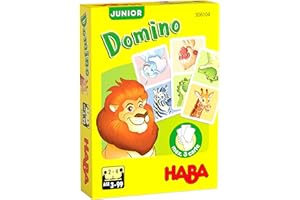 HABA 306104 - Domino Junior, Gioco tradizionale in formato carte. Più 3 anni