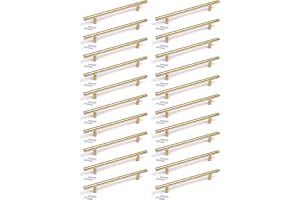T-stång handtag knopp guldfinish kök sovrum badrum (20, 96 mm hålcentrum).