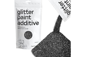 Hemway Glitter Paint Additive 100g / 3.5oz Crystals for Acrylic Emulsion Paint - Interior Wall, Furniture, Ceiling, Wood, Varnish, Matte - Ultrafine (1/128" 0.008" 0.2mm) - Black