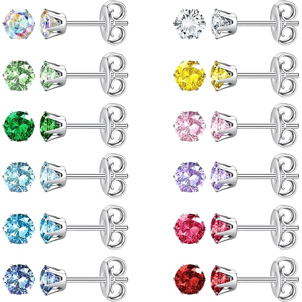 Boucles D'Oreilles Argent 925 3MM/4MM - Hypoallergénique Avec Opale