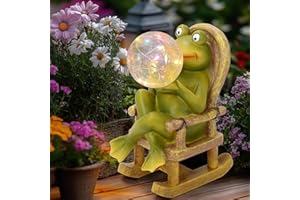 Cuteefun Rana Bubble Statua Solare da Giardino Ornamento Esterno, Decorazione Animale da Giardino con Luce Solare, Decorazioni con Rana per il Cortile, Regalo di Compleanno Donna Mamma per la casa