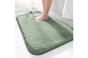 LUOJINYI Tappetino da Bagno 40 x 60 cm, Antiscivolo, Morbido Assorbente, Shaggy a Pelo Lungo, in Microfibra, Lavabile in Lavatrice, per Vasca, Doccia (Verde)