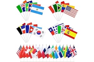 TIBIJOY 200 bandiere tenute in mano su bastone, piccole mini bandiere internazionali del mondo, 12,7 x 20,3 cm, bandiera dei paesi del mondo su ogni continente, club sportivi scolastici, decorazioni per