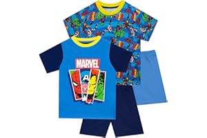 Marvel Pigiama Avengers 2 Pezzi | Pigiama Ragazzi Iron Man, Captain America, Spiderman | Pigiama Supereroi per Bambini