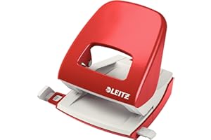 Leitz Hole Punch, 30 Sheets, Guide Bar with Format Markings, Metal, NeXXt Range, 50080025 - Red
