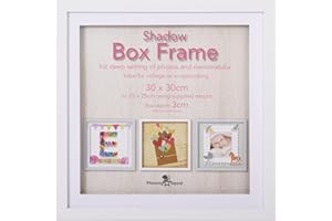 Pfennig N Squid Ltd Black Grey or White Shadow Box Frame Deep 3D Box Display Picture Frames 5 Sizes (White, 30x30cm)