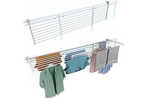 foxydry Suszarka balkonowa, składana suszarka na bieliznę, wytrzymała zewnętrzna stal nierdzewna i aluminium Duo, na taras, balkon i balustrady - długość 202 cm (biały, 202 cm)