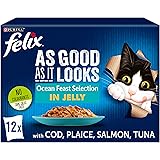 Felix As Good As It Looks Adult Wet Cat Food Ocean Feasts in Jelly, 4 x 12 x 100 g Pouch