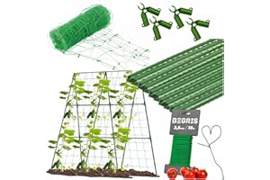 BEGRIS® Stelaż Podpora Siatka dla Ogórków, Pomidorów Zestaw Tyczka, Łącznik, Siatka, Drut, Pergola, Rusztowanie, Wsparcie dla roślin pnących