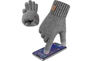 Kordear Winter Touch Screen Gloves - Touchscreen Thermal Warm Fleece Knitted Gloves Mens with Soft Lining for Men Driving Running Hiking Typing