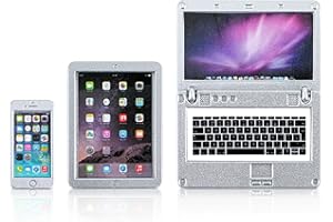 BREMOROU Lot de 3 mini accessoires Ordinateur portable, tablette et téléphone intelligent Simulation informatique pour figurines Cadeau de festival Alliage de zinc