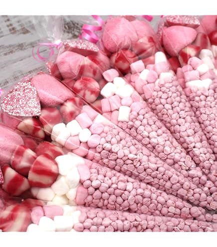 Sabco - 100 Red Candy Striped Paper Bags 5x7 For Sweets