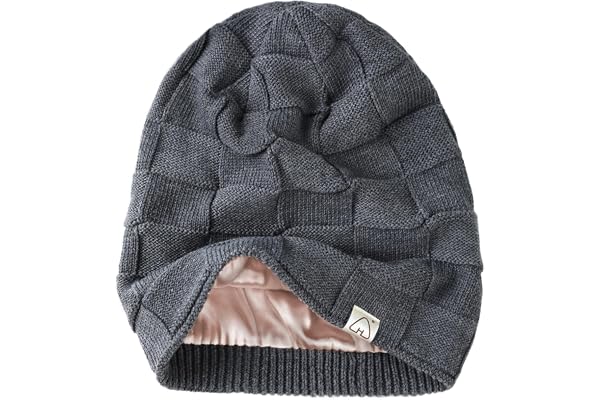 Hat Hut dammössa satin fodrad mössa vintermössor för kvinnor män, sidenfodrad slouchy mössa hattar mjuk varm skidhatt unisex