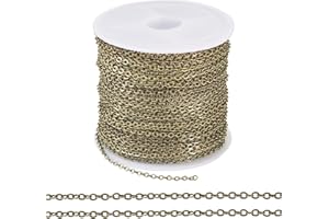 Craftdady Cadena de bronce de 10 metros, collar retro, cadena de joyería pequeña para manualidades, pulseras, collares, bronce antiguo, 2 x 1 mm