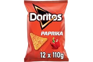 ‎DORITOS Doritos Paprika -Tortilla Nachos mit Paprika Geschmack - Herzhafter Snack zum Knabbern aus Mais (12 x 110g)