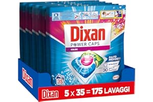 Dixan Power Caps Color, Detersivo Lavatrice in Capsule, 5 Confezioni da 35 PZ