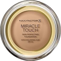 Max Factor Miracle Touch Foundation in der Farbe 78 Sand Beige – Intensives, pudriges Make-up für ein makelloses Hautbild – M