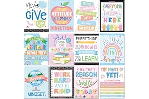 Adduster 12 Pack Inspirational Classroom Posters - Middle and High School Inspirational Quotes Growth Mindset Positive Affirmations For Classroom Bulletin Boards and Wall Decorations (Sotf Tones)